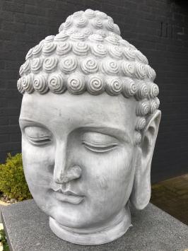 Buddha Kopf, Polystein Betonfarbe